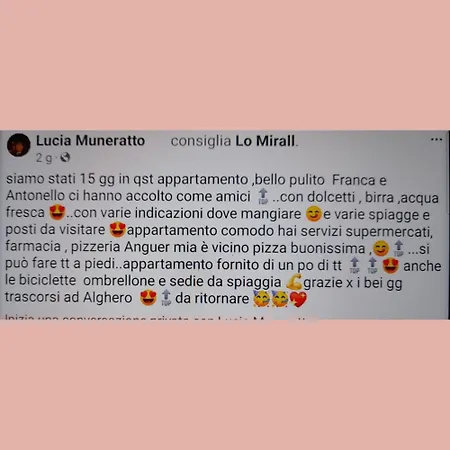 Lo Mirall - Bilocale A 2 Minuti Dalla Del Lido Di Apartment Alghero